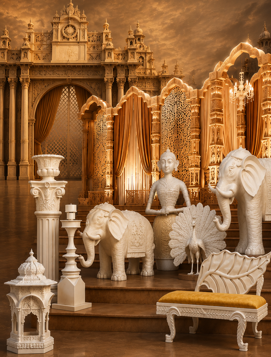 Decorative sculptures and stages